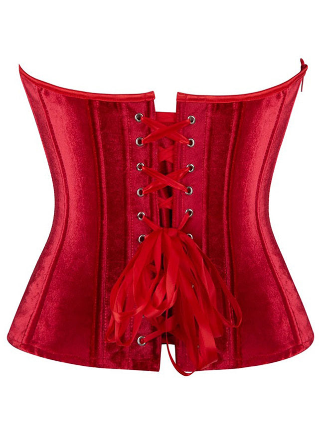 Overbust Corset Lace Up Corset Bustier Tops for Women Back View