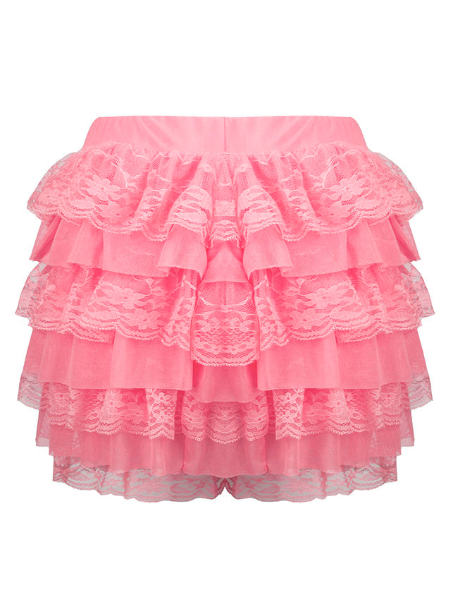 Women Summer Pink Bloomer Shorts Side View