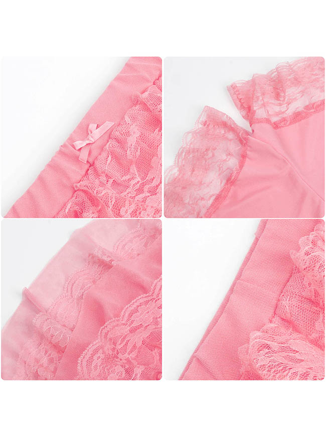 Cute Lace Mesh Layered Shorts for Women Detail View