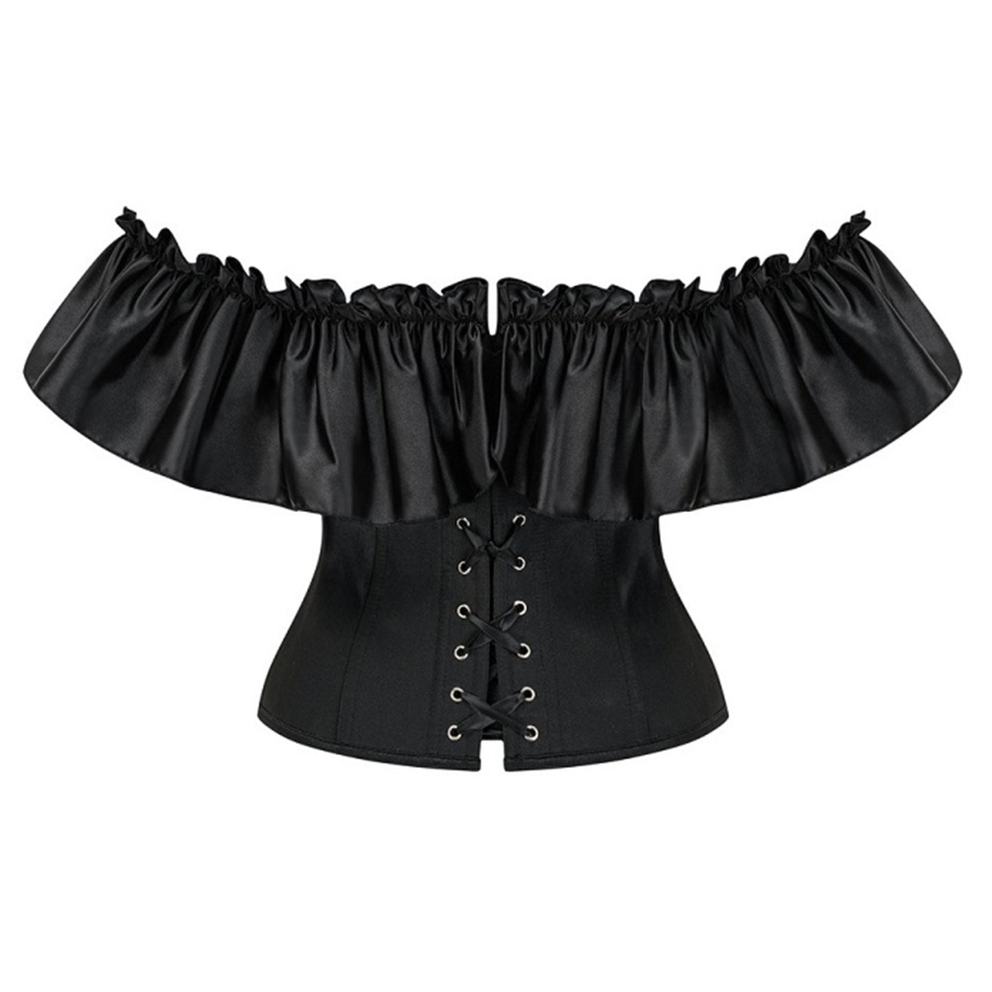Renaissance Black Lace Up Boned Corset Back View