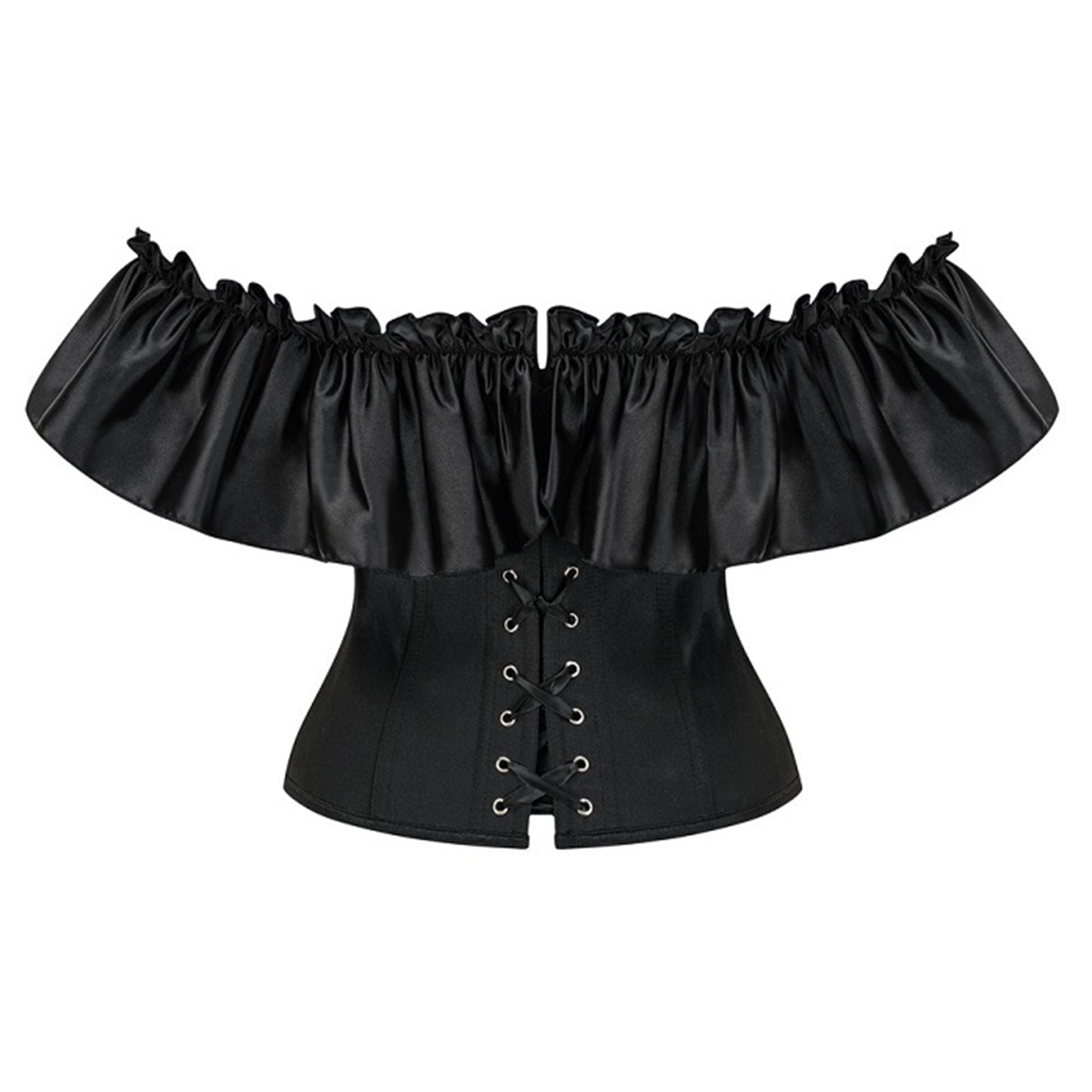 Renaissance Black Lace Up Boned Corset Back View