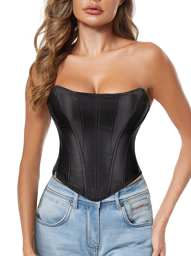 Black Summer Crop Top Bodice Corset Model View