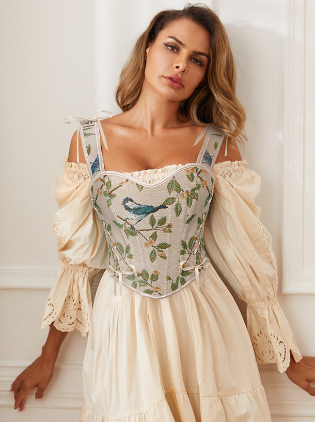 Women Floral Corset Bustier Top Model View