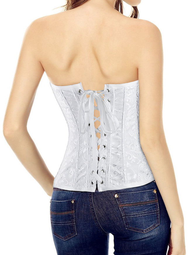 Steampunk Rock Spiral Steel Bones Busk Closure Lace Up Corset Top