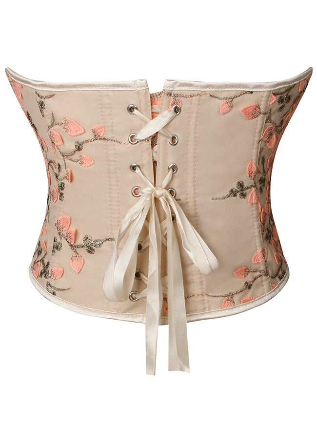 Elegant Vintage Waist Slimming Backless Corset Bustier Back View