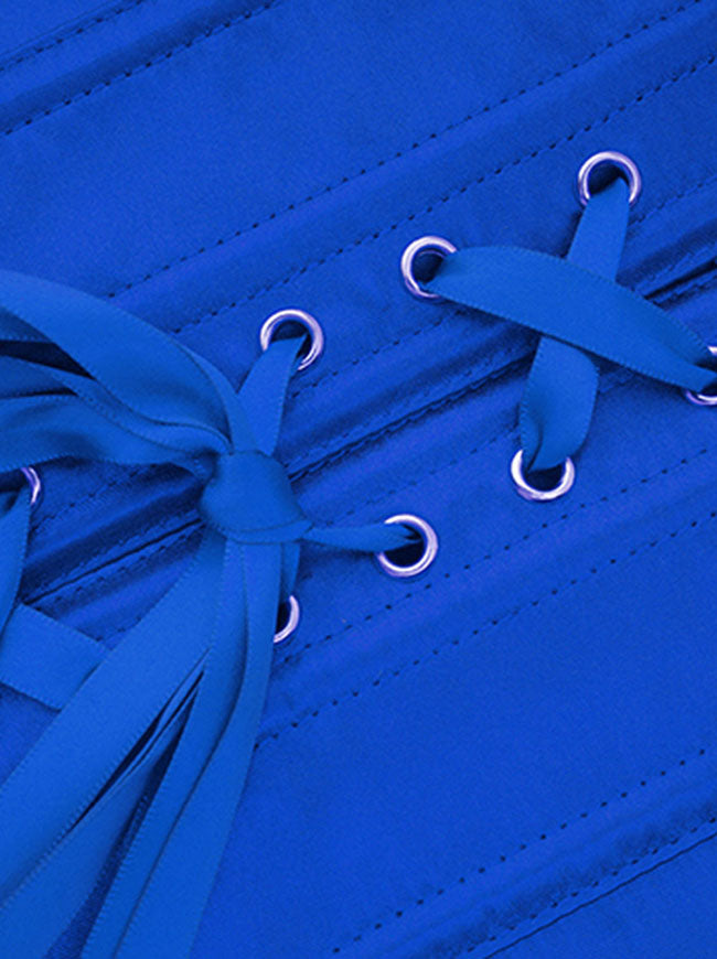 Women Blue Summer Crop Tops Bodice Corset Detail View
