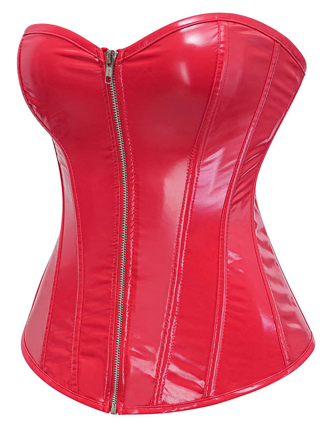 Women Strapless Zipper Front Boned Corset Side View