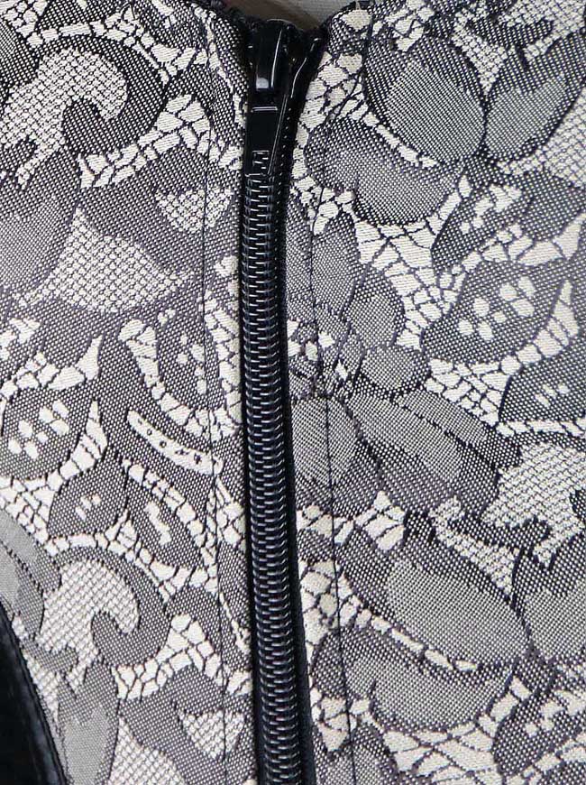 Women's Casual Satin Jacquard Shoulder Strap Tank Body Shaper Overbust Corset Grey Detail View