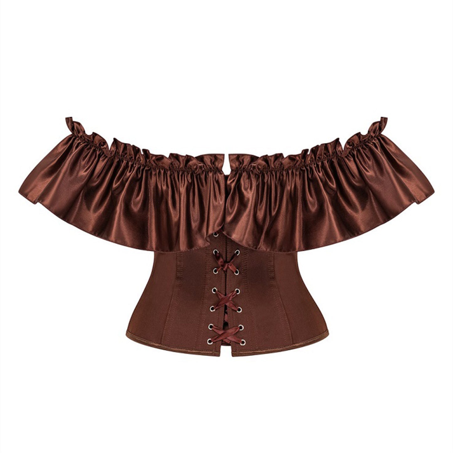 Women Vintage Brown Ren Faire Corse Back View