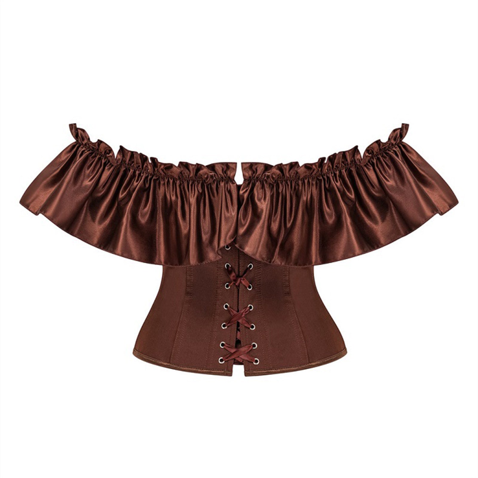 Women Vintage Brown Ren Faire Corse Back View