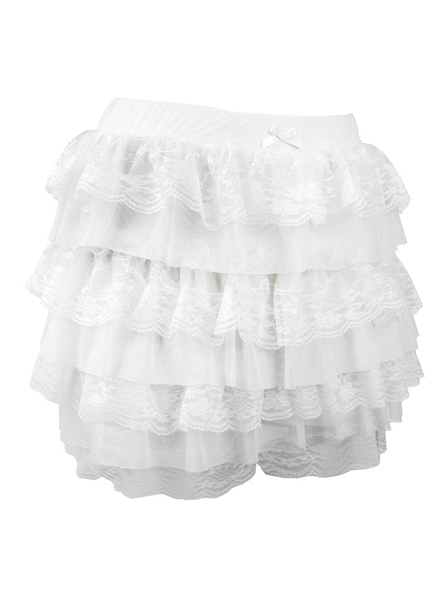 Summer Lace Bloomers Layered Skirt White Back View