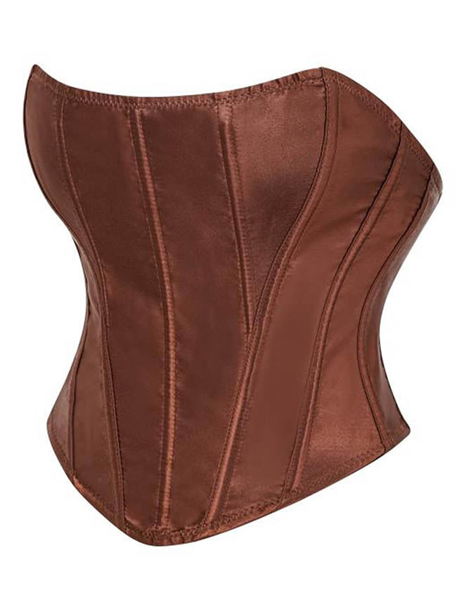 Brown Bustier Cropped Corset Top Side View