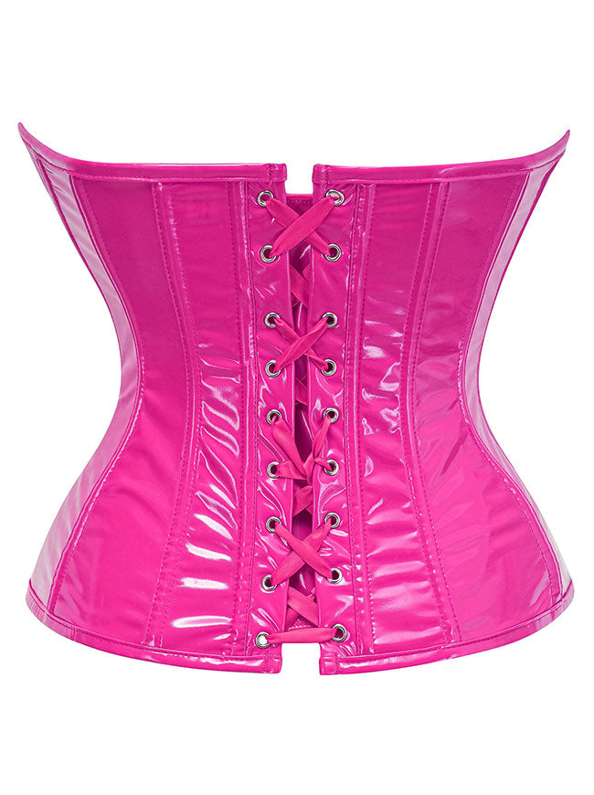 Women Vintage PVC Push Up Corset Back View