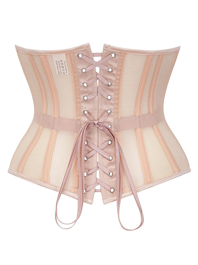 Women Steel Boned Lace Up Corset Body Shaper Back View