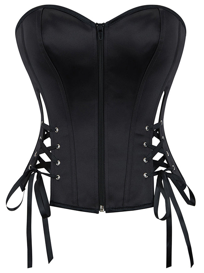 Kimring Women's Steampunk Victorian Overbust Boned Bustier Corset with Zipper Main Image