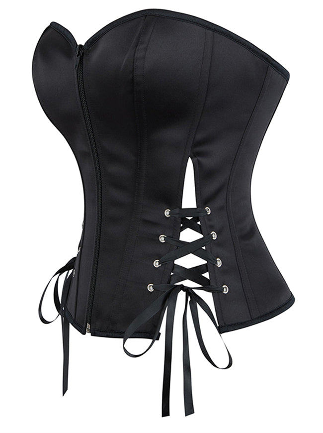 Steampunk Fairy Lace Up Brocade Jacquard Overbust Bustier Corset Top Back View
