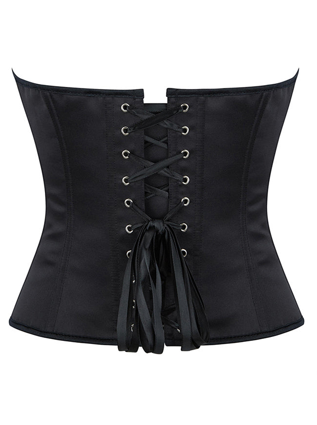 Steampunk Fairy Lace Up Brocade Jacquard Overbust Bustier Corset Top Back View
