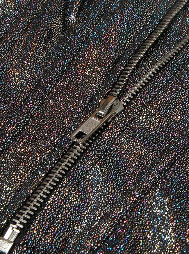 Punk Rock Black Bodycon Glittered Overbust Bustier Cropped Corset Top Detail View