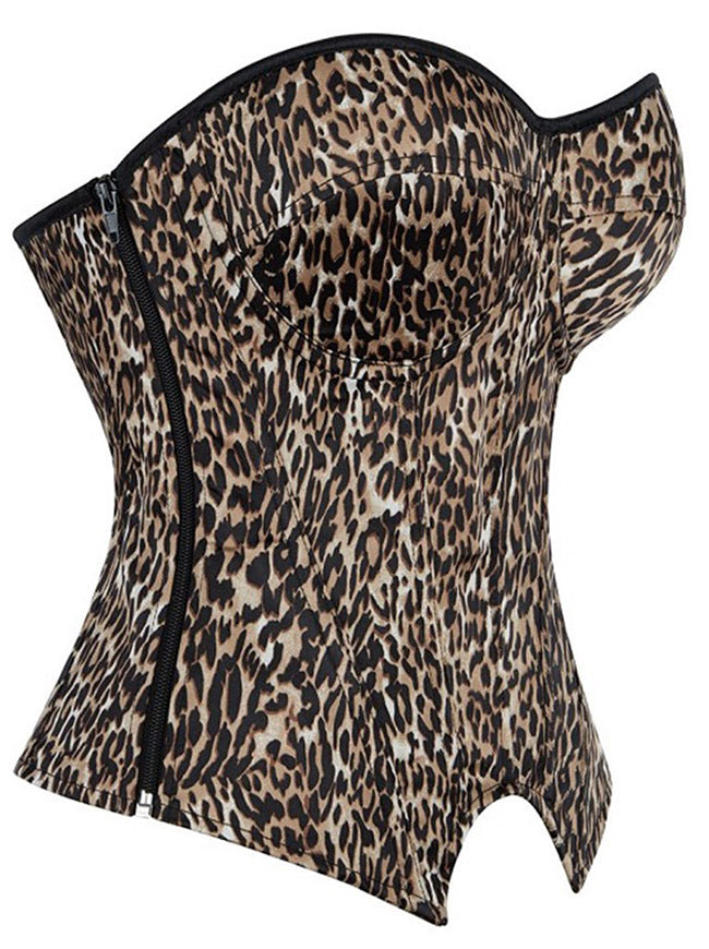 Strapless Push Up Cheetah Print Corset Tops for Women Side View