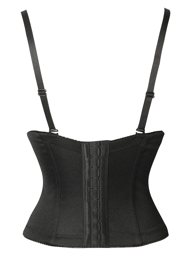 Black Backless Women Retro Halloween Overbust Cami Corset Back View