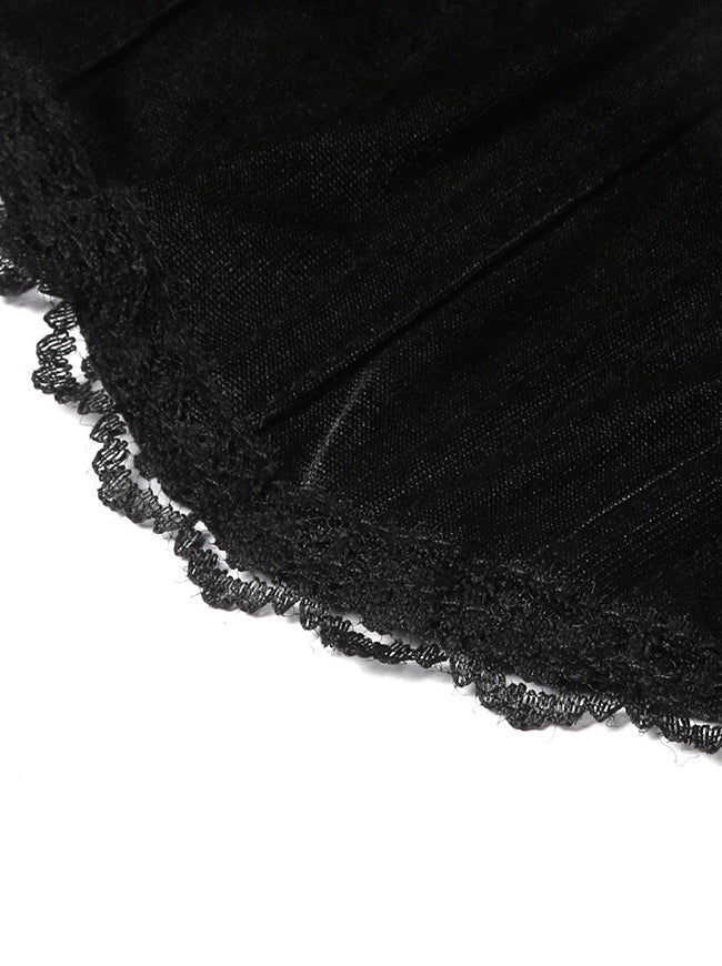 Charming Classical Retro Black Lace Gothic Plastic Boned Spaghetti Straps Corset Detail View-2