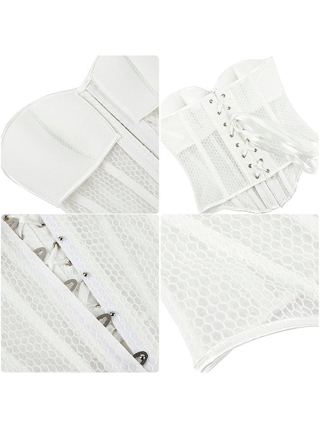 Women Push Up Boned Sheer Bustier Top Corset Detail View