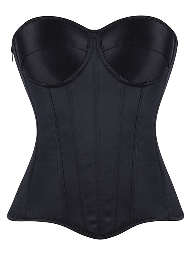 Kimring Women's Strapless Satin Boned Overbust Bodice Corset Bustier Top Main Image