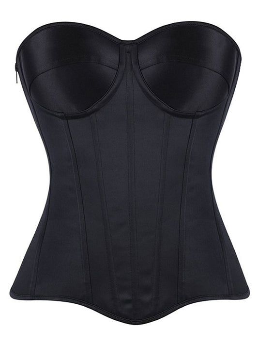 Kimring Women's Strapless Satin Boned Overbust Bodice Corset Bustier Top Main Image