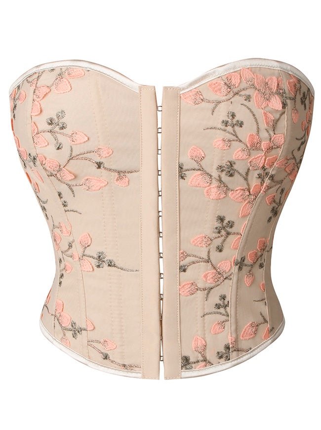 Kimring Women's Embroidered Floral Bustier Strapless Boned Overbust Corset Top Main View