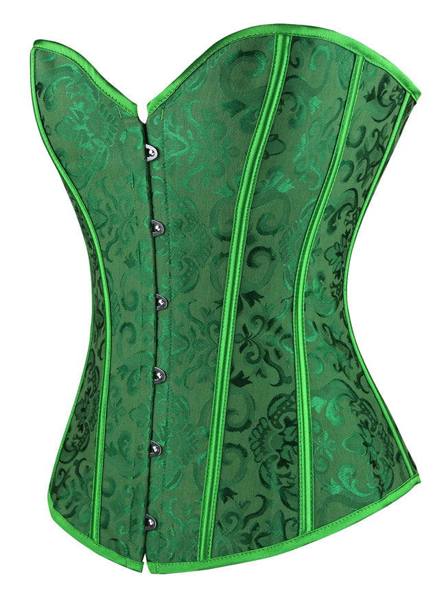 Jacquard Gothic Steampunk Outerwear Strapless Push up Shapewear Renaissance Overbust Corset Tops Side View