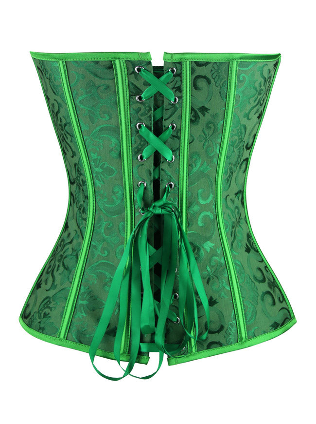 Classical Burlesque Punk Gothic Plastic Boned Body Shapewear Apparel Lingerie Overbust Corset Tops Back View
