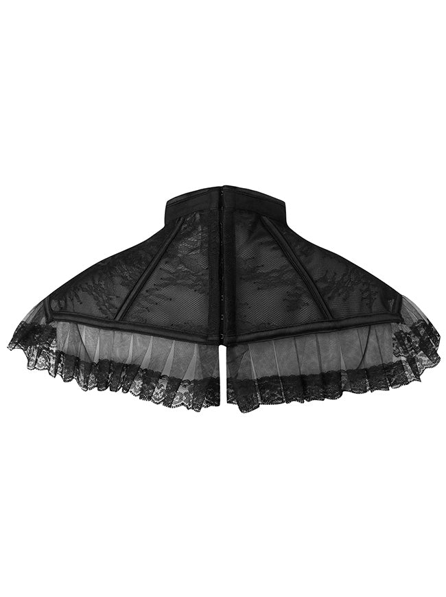 Women Black Capelet Vampire Collar Back View