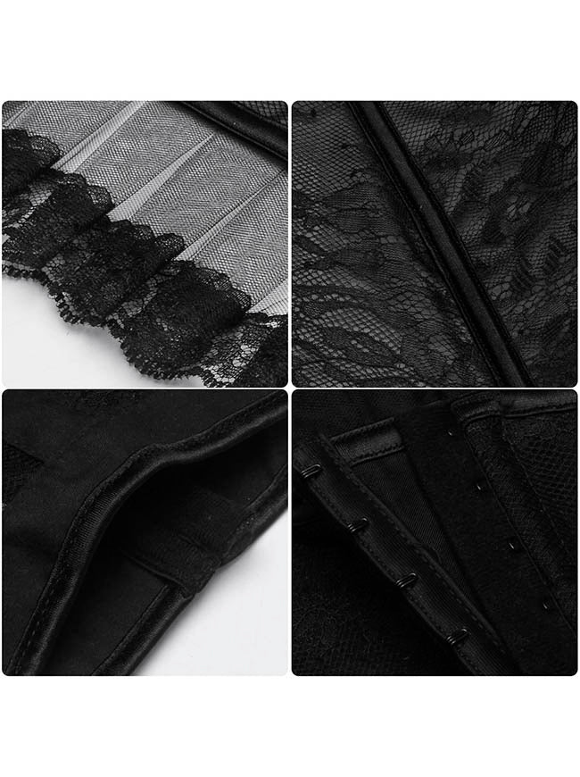 Black Gothic Bolero Lace Choker Detail View