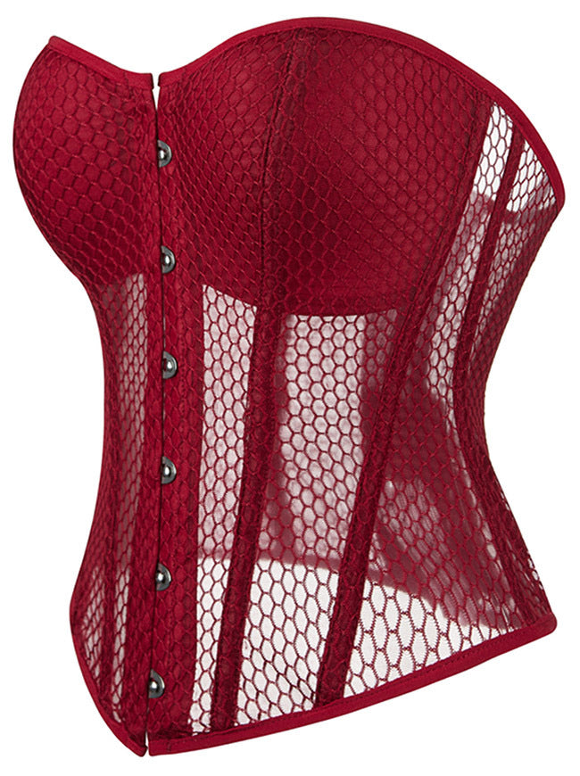 Women Mesh Lace Up Corset Shapewear Side View