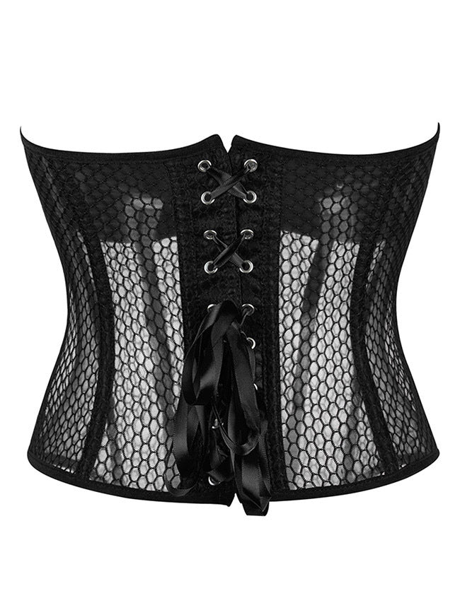 Women Strapless Push Up Overbust Goth Corset Back View