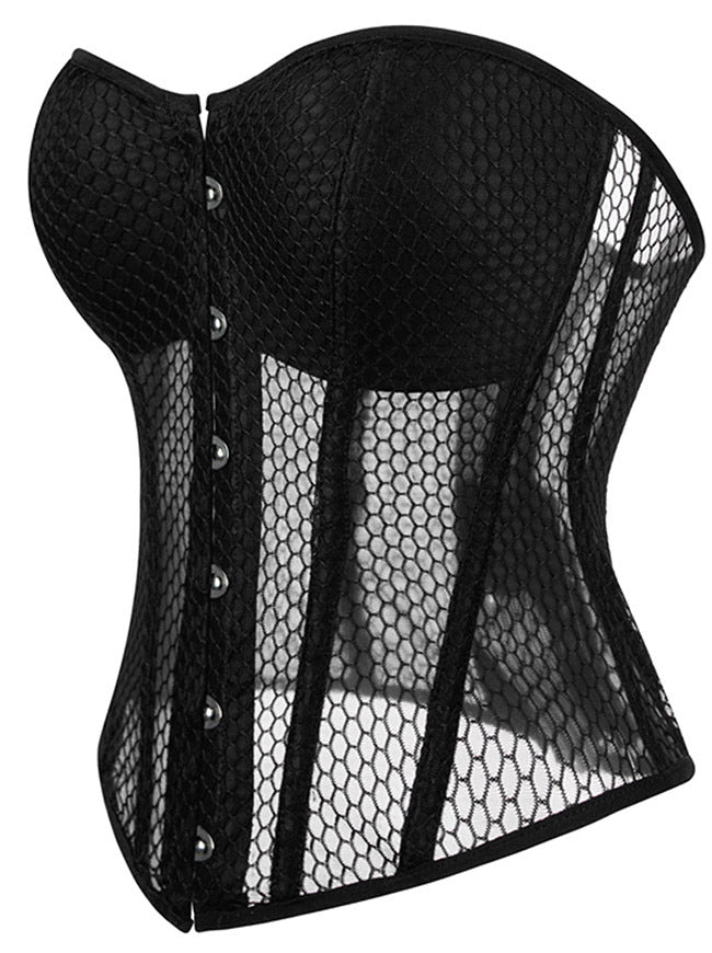 Women Black Strapless Gothic Bustier Top Side View