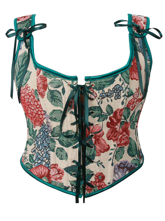 Kimring Women's Renaissance Floral Overbust Corset Top Bodyshaper Bustier Main Image