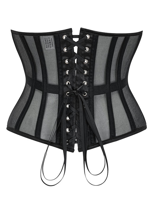 Black Steel Boned Corset Underbust Corset Back View