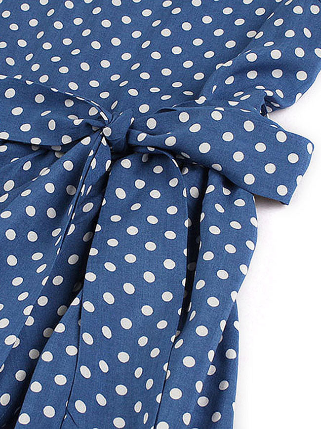 Elegant Vintage Lady Knee Length Wedding Casual Rockabilly Wrap Dress Detail View