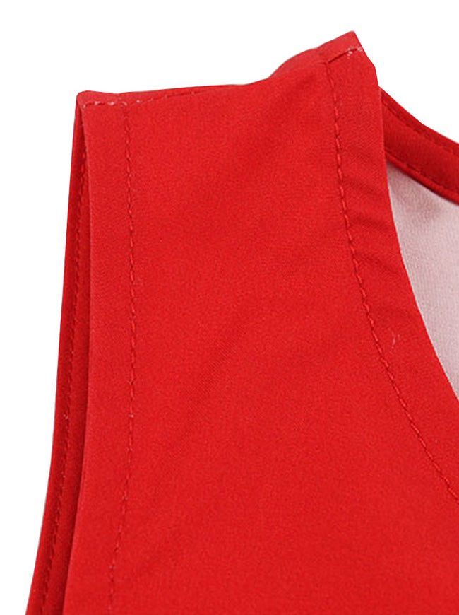 Lovely Classical High Quality Lady Pleats Round Neck Sleeveless Xmas Knee Length Party Dress Detail View