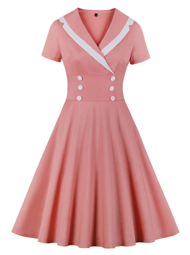 1950s Dresses For Women Vintage Plaid Dress Cocktail Party Swing Dresses  Ruched V-neck Retro Rockabilly Dress