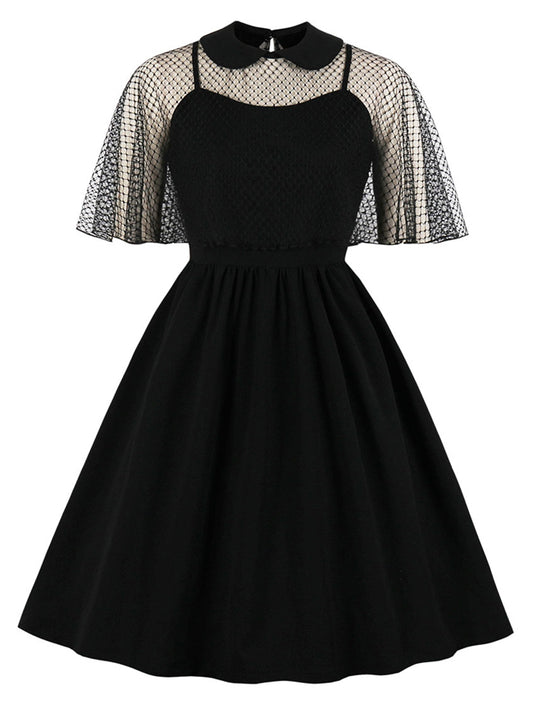 Sleeveless Spaghetti Strap Mesh Cloak Spider Halloween Vintage Dress Main View