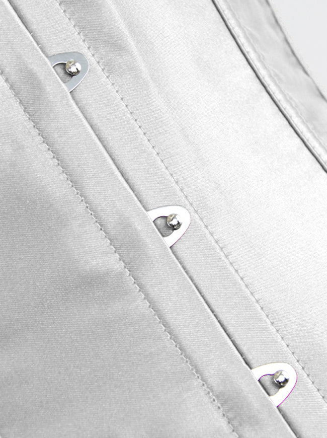 Women's Sultry Satin Body Shaper Strapless Wedding Outerwear Corset White Detail View