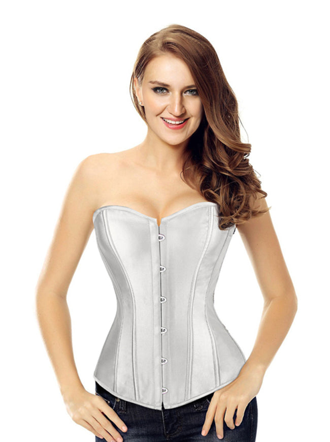 Sexy Slim Burlesque Satin Body Shaper Strapless Bridal Wedding Plus Size Outerwear Corset Main View