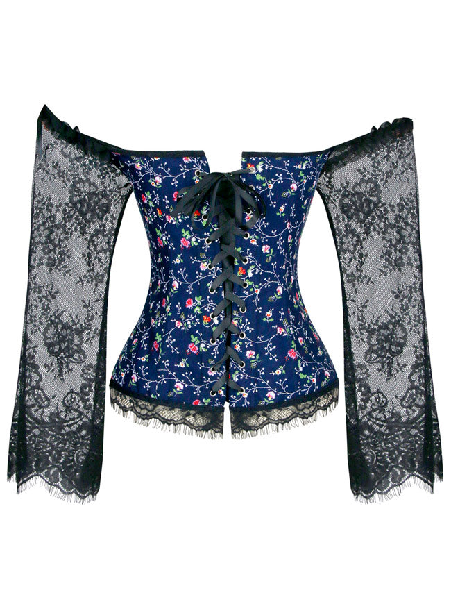 Steampunk Palace Series Burlesque High Quality Retro Busk Closure Waist Cincher Rockabilly Overbust Corset Tops Back View