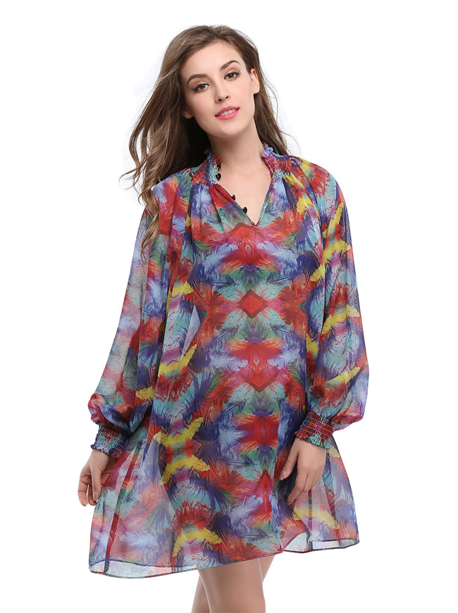 Elegant Lady Chiffon Daily Long Sleeves Casual Summer Beach Going Out Dress Main View