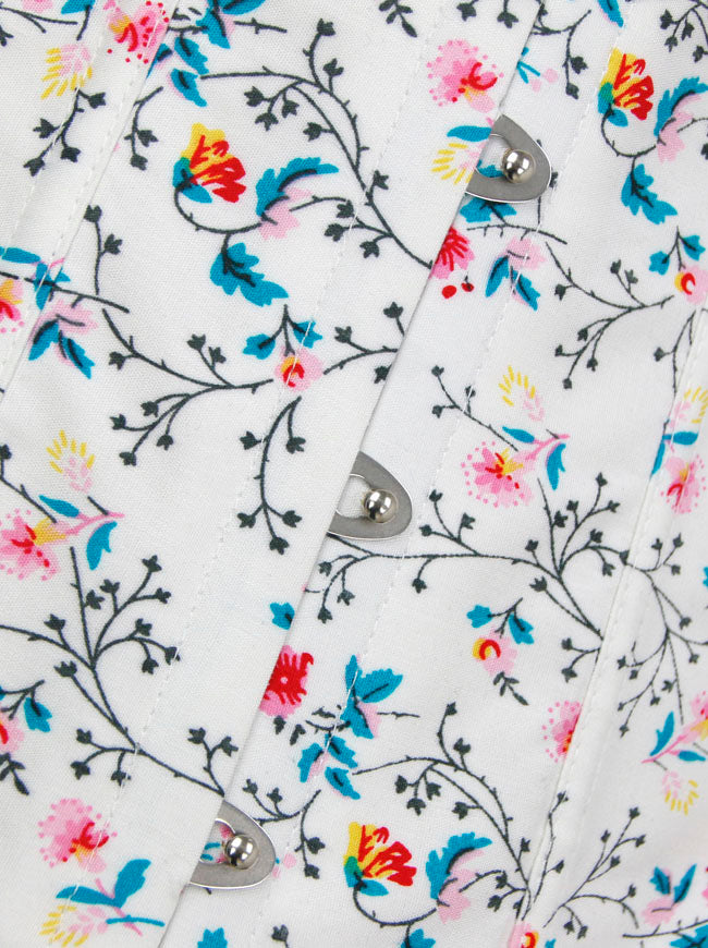 Elegant Long Sleeves Floral Embroidery Corset Cosplay Costume
