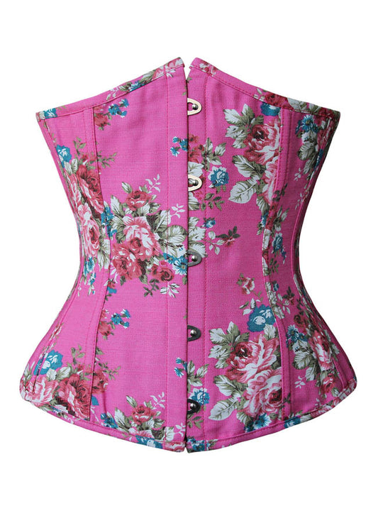 Retro Floral Prints Waist Cincher Training Underbust Corset