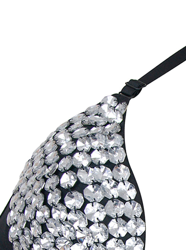Punk Rock Rhinestones Club Party Performance Costumes Dancing Bra