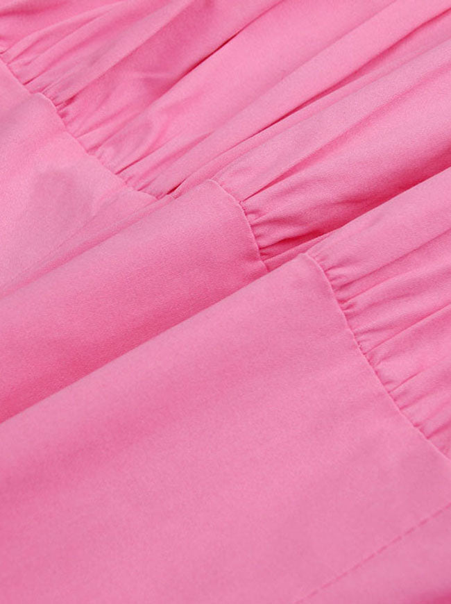 Vintage Daily Workout Dance Party Date Pink Summer Beach Blouse Detail View